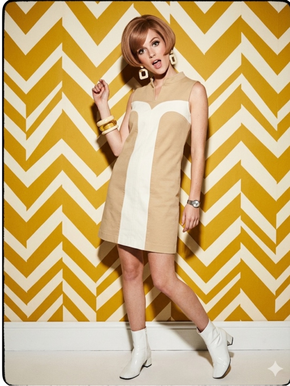 Lilly Pulitzer Tan and White Sleeveless Mini Dress - Picture 3 of 14
